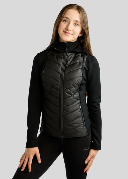 MoEverline Junior Chaqueta Híbrida con Capucha Desmontable y Cristales Golden Quartz - Negro