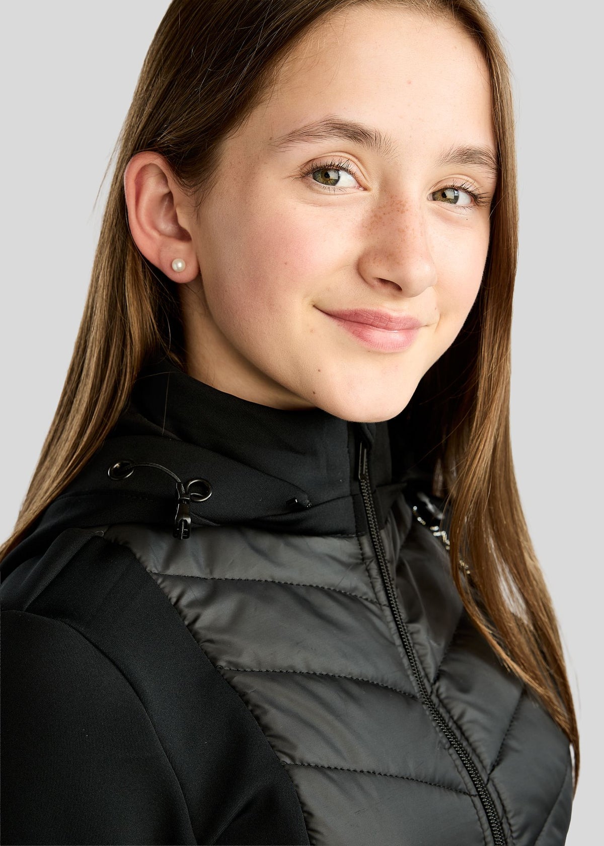MoEverline Junior Chaqueta Híbrida con Capucha Desmontable y Cristales Golden Quartz - Negro