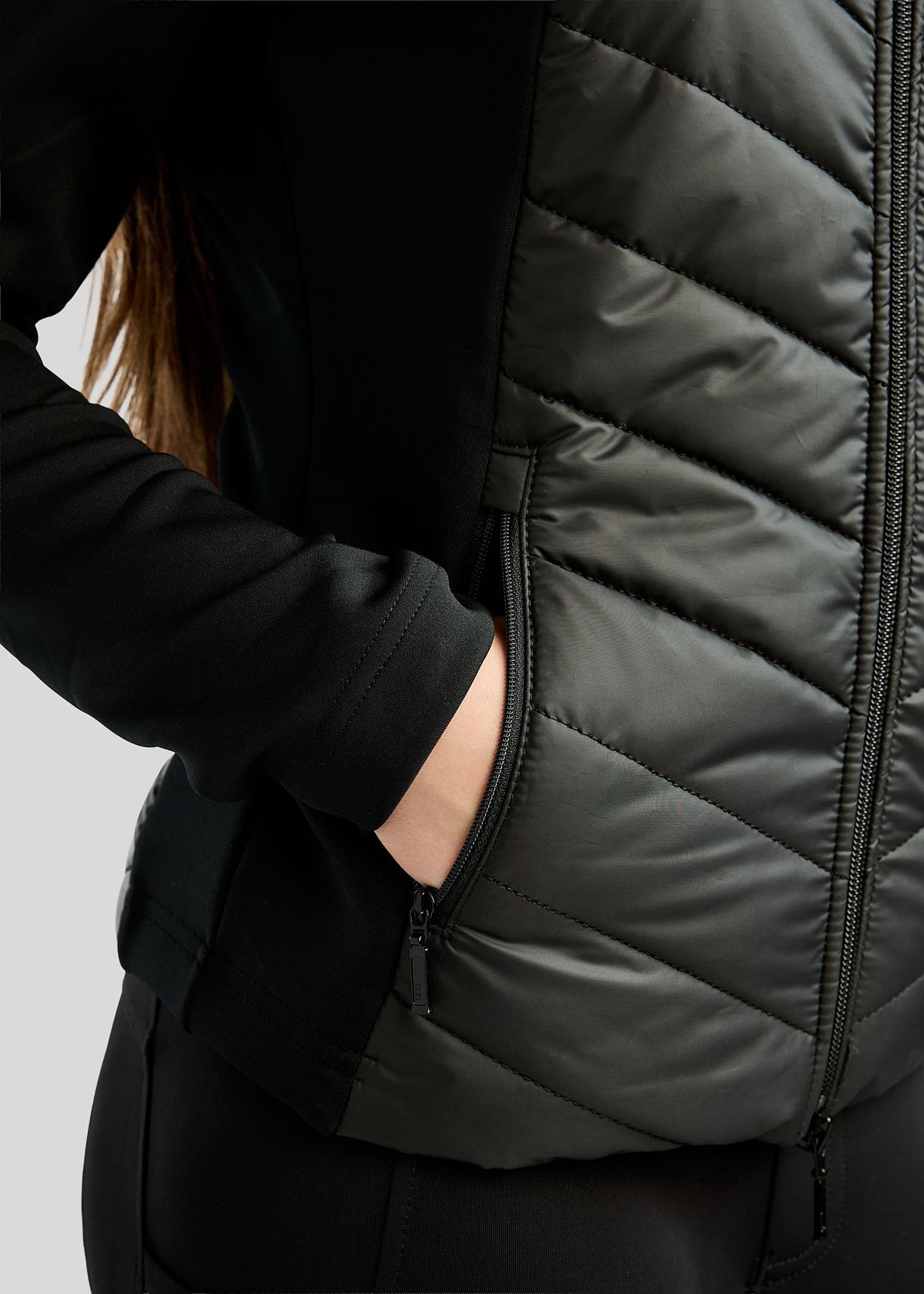 MoEverline Junior Chaqueta Híbrida con Capucha Desmontable y Cristales Golden Quartz - Negro