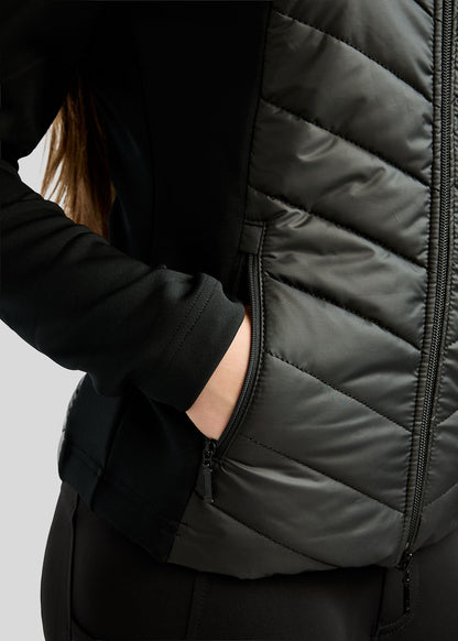 MoEverline Junior Chaqueta Híbrida con Capucha Desmontable y Cristales Golden Quartz - Negro