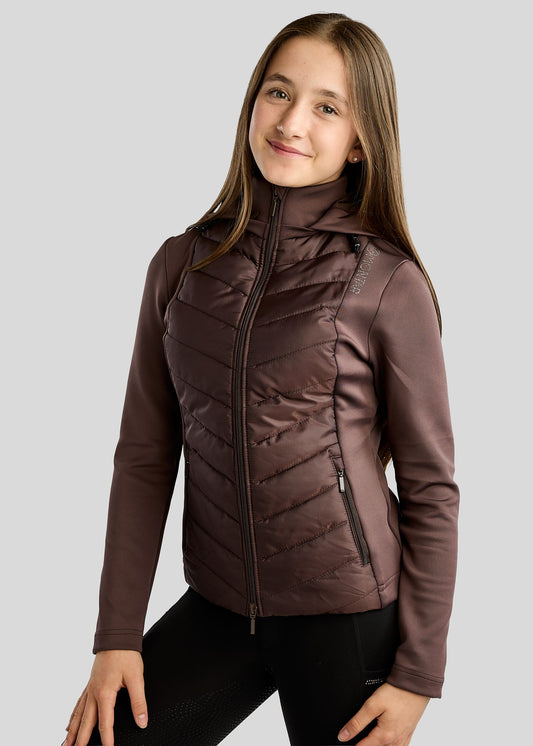 MoEverline Junior Chaqueta Híbrida con Capucha Desmontable y Cristales Golden Quartz - Black Peony