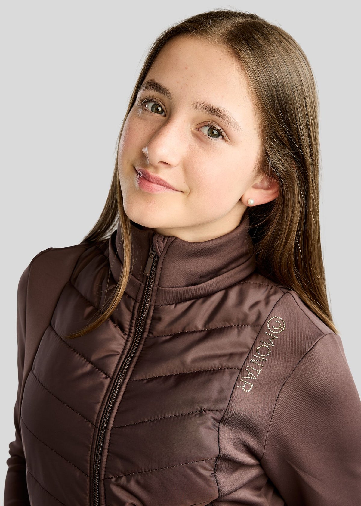MoEverline Junior Chaqueta Híbrida con Capucha Desmontable y Cristales Golden Quartz - Black Peony