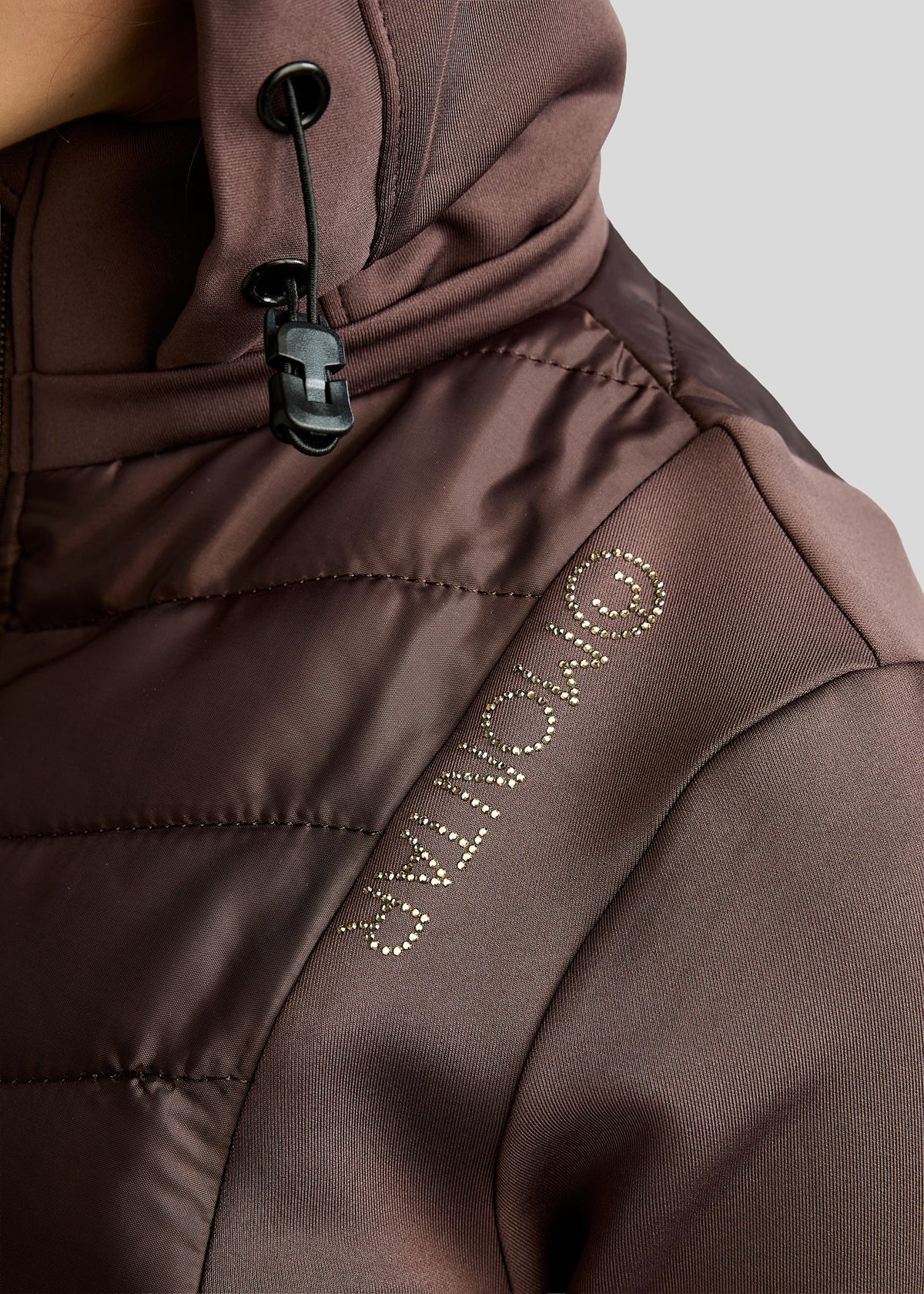 MoEverline Junior Chaqueta Híbrida con Capucha Desmontable y Cristales Golden Quartz - Black Peony