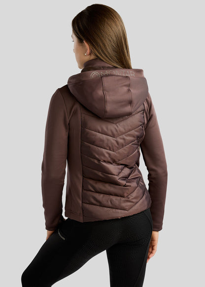 MoEverline Junior Chaqueta Híbrida con Capucha Desmontable y Cristales Golden Quartz - Black Peony