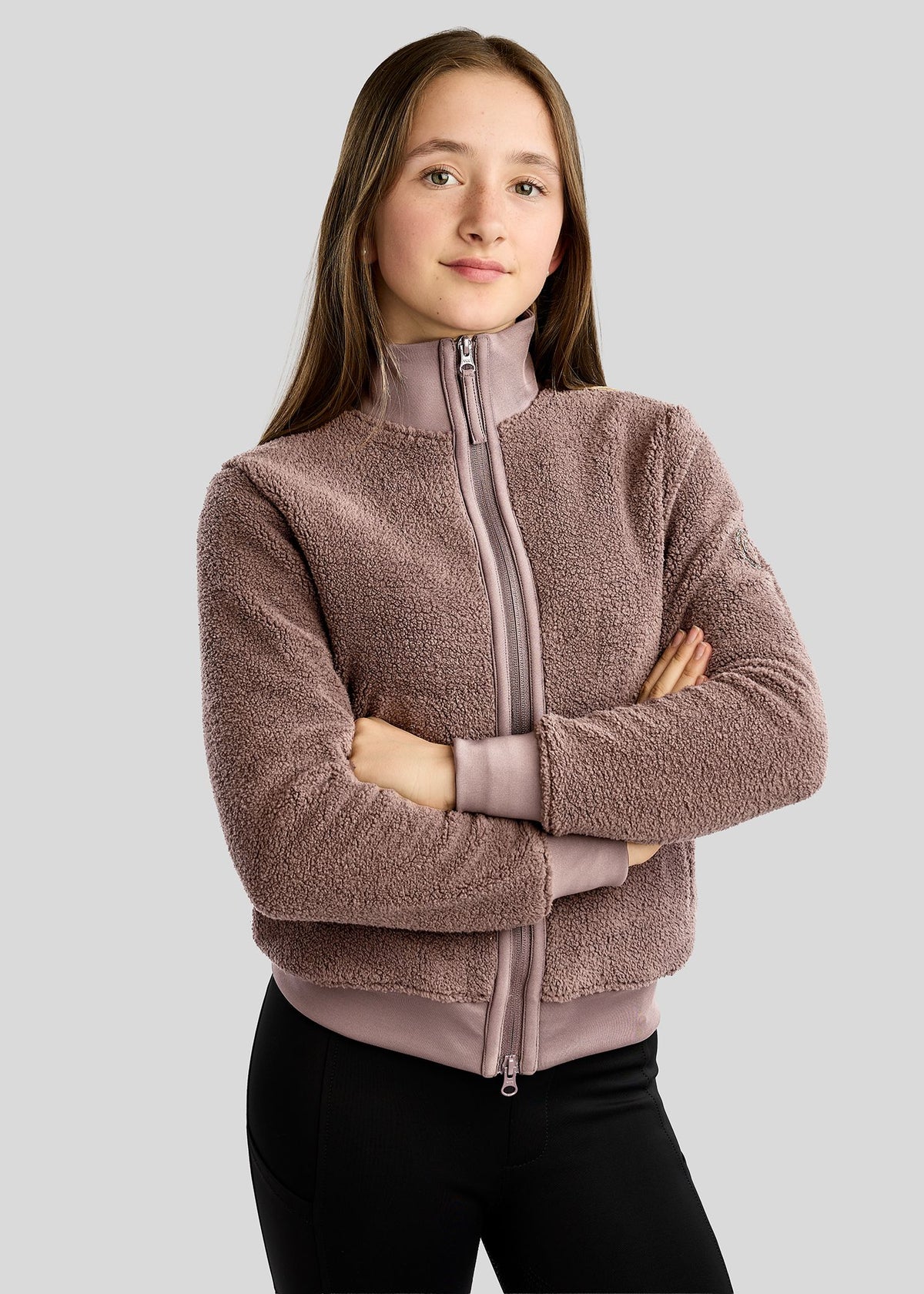 MoEbba Junior Chaqueta Teddy con Golden Quartz Crystal Tape - Nougat Brown