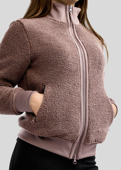 MoEbba Junior Chaqueta Teddy con Golden Quartz Crystal Tape - Nougat Brown