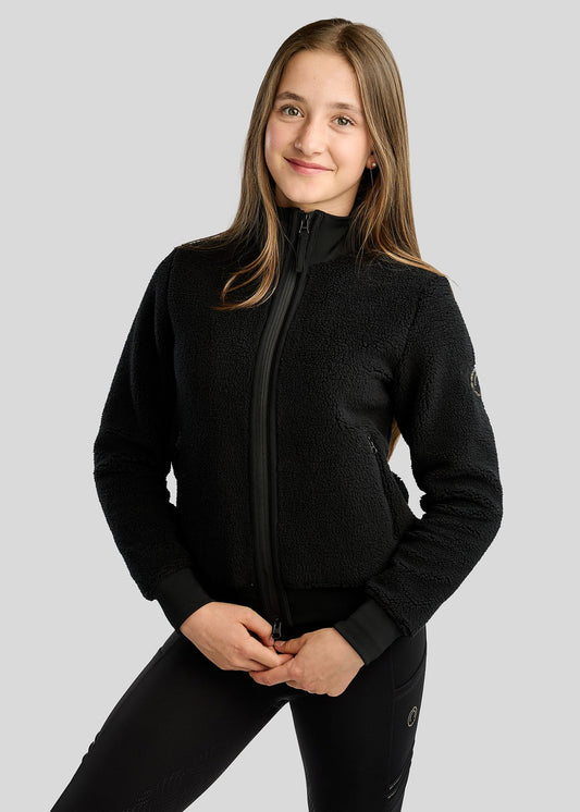 MoEbba Junior Chaqueta Teddy con Golden Quartz Crystal Tape - Negro