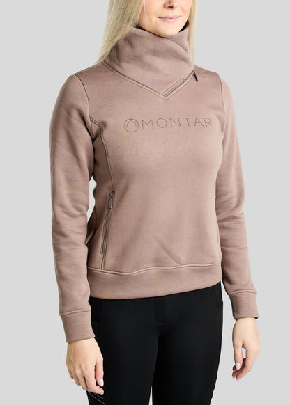 MoNaja Sudadera Montar con Cuello Alto y Cristales Golden Quartz - Nougat Brown