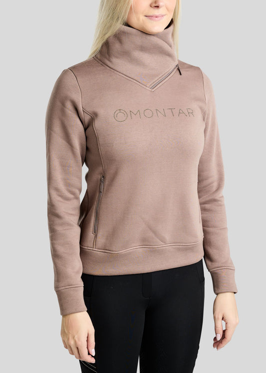 MoNaja Sudadera Montar con Cuello Alto y Cristales Golden Quartz - Nougat Brown