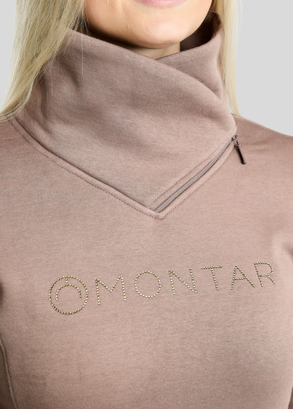 MoNaja Sudadera Montar con Cuello Alto y Cristales Golden Quartz - Nougat Brown