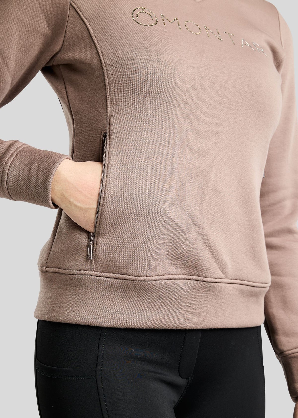 MoNaja Sudadera Montar con Cuello Alto y Cristales Golden Quartz - Nougat Brown