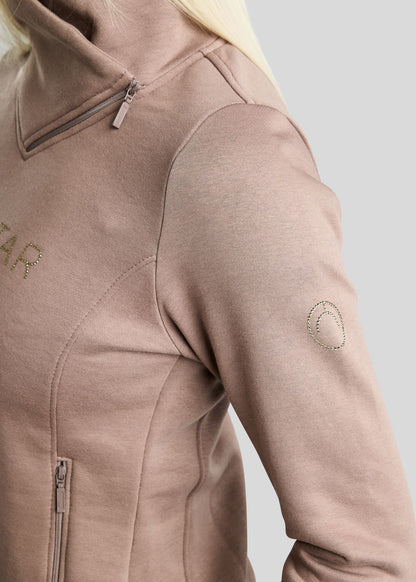 MoNaja Sudadera Montar con Cuello Alto y Cristales Golden Quartz - Nougat Brown