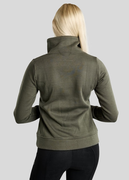 MoNaja Sudadera Montar con Cuello Alto y Cristales Golden Quartz - Forest Green
