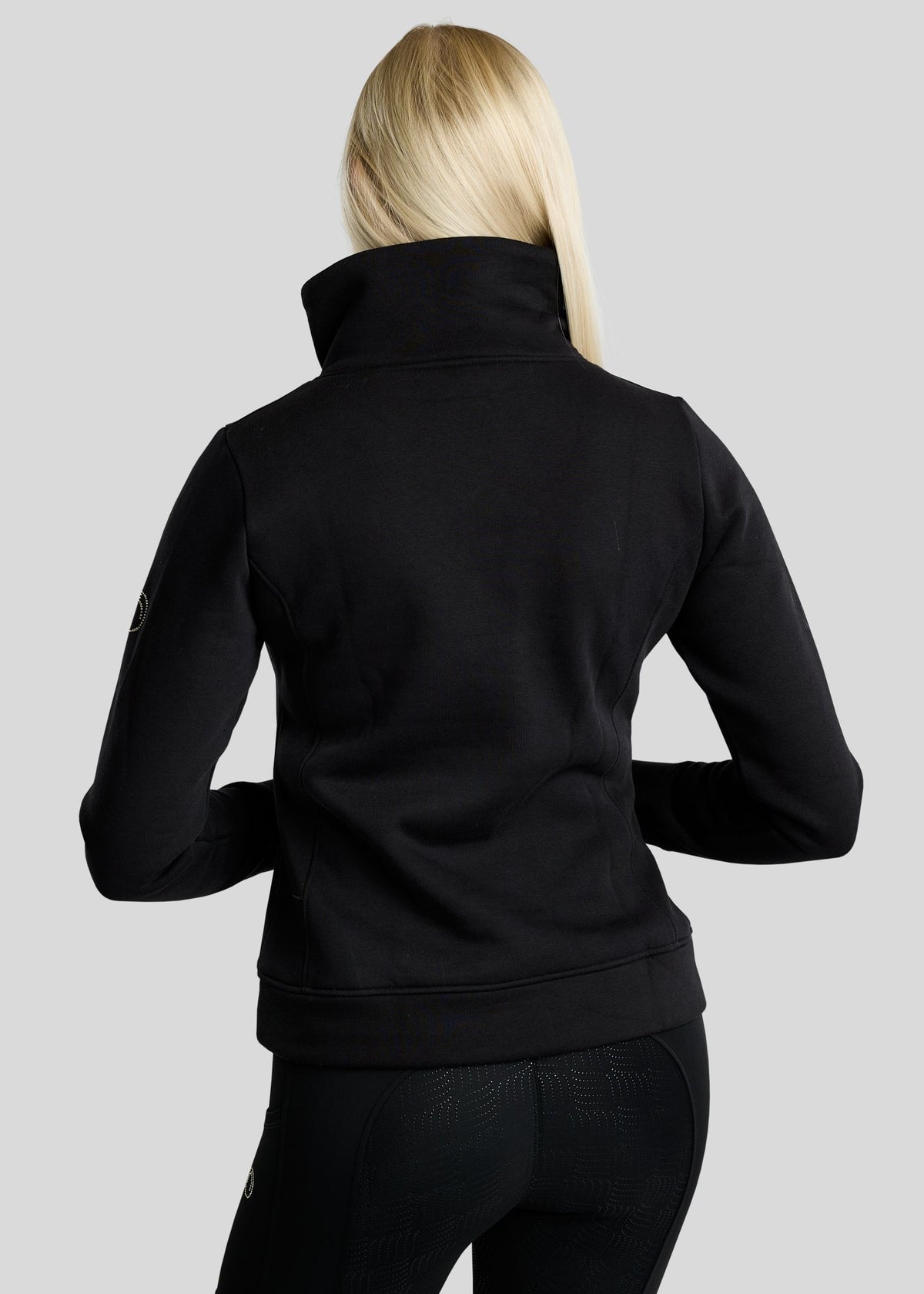 MoNaja Sudadera Montar con Cuello Alto y Cristales Golden Quartz - Negro