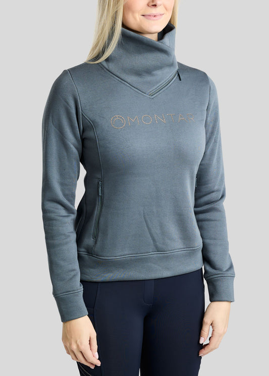 MoNaja Sudadera Montar con Cuello Alto y Cristales Golden Quartz - Dark Slate