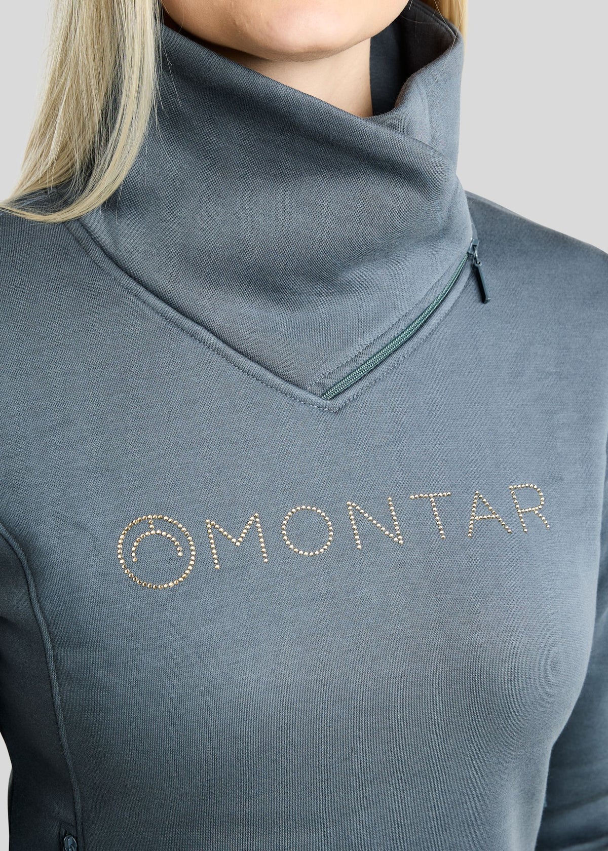 MoNaja Sudadera Montar con Cuello Alto y Cristales Golden Quartz - Dark Slate