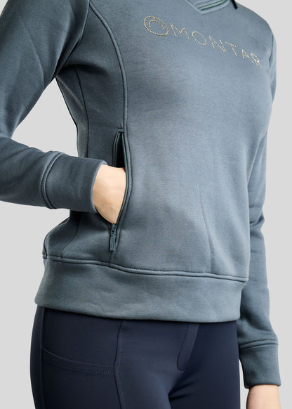 MoNaja Sudadera Montar con Cuello Alto y Cristales Golden Quartz - Dark Slate