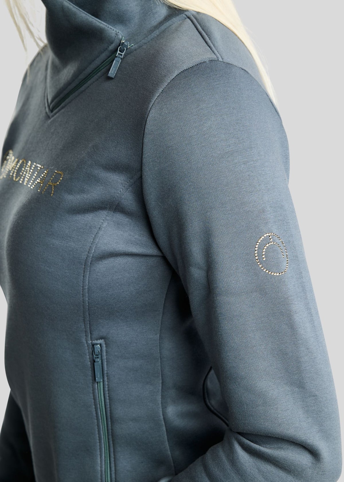 MoNaja Sudadera Montar con Cuello Alto y Cristales Golden Quartz - Dark Slate