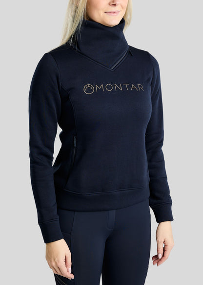 MoNaja Sudadera Montar con Cuello Alto y Cristales Golden Quartz - Navy