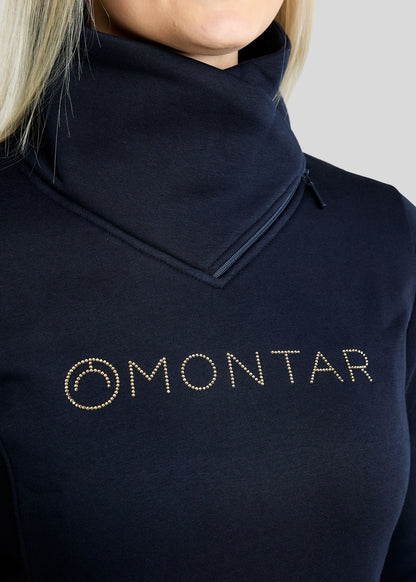 MoNaja Sudadera Montar con Cuello Alto y Cristales Golden Quartz - Navy