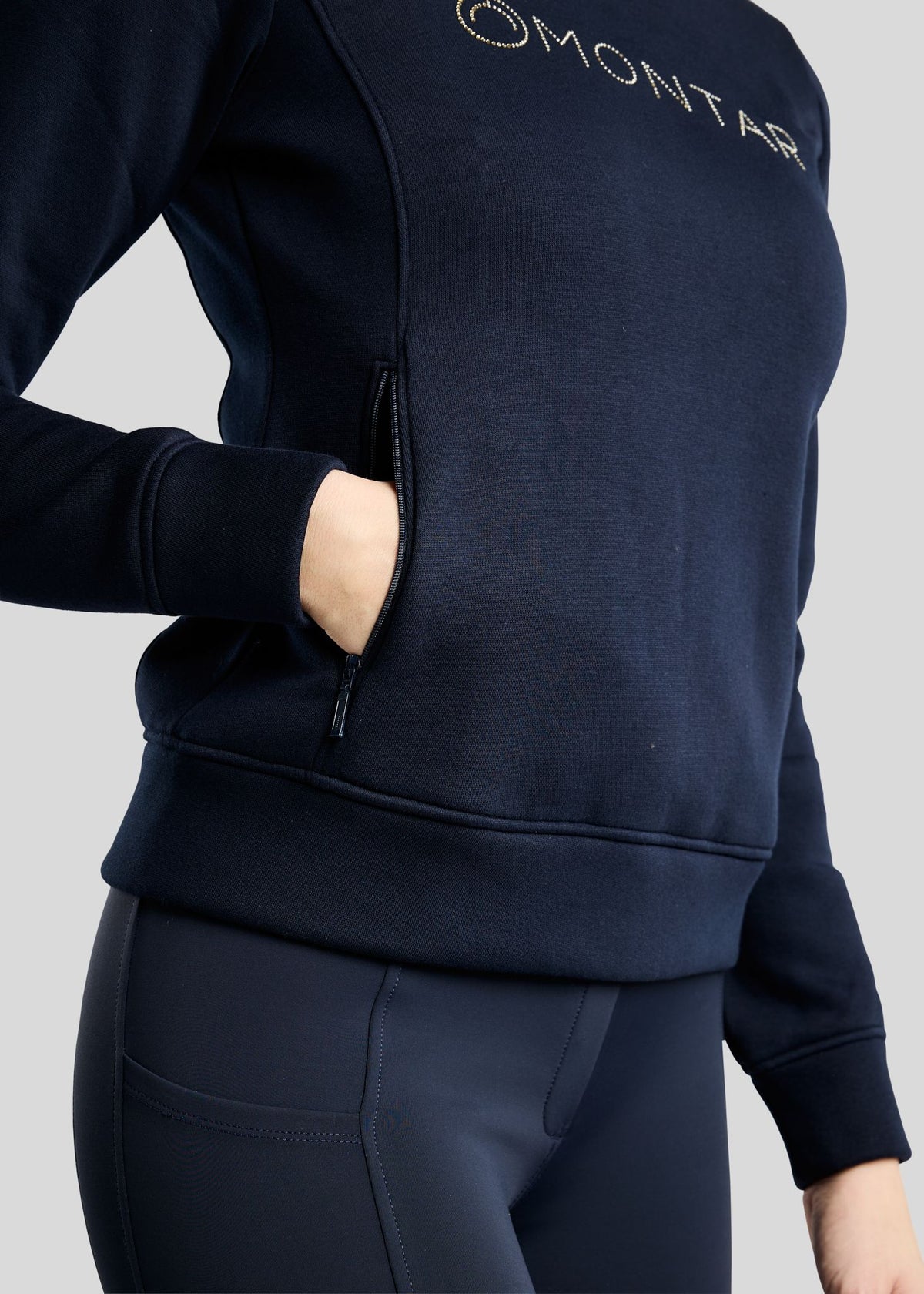 MoNaja Sudadera Montar con Cuello Alto y Cristales Golden Quartz - Navy