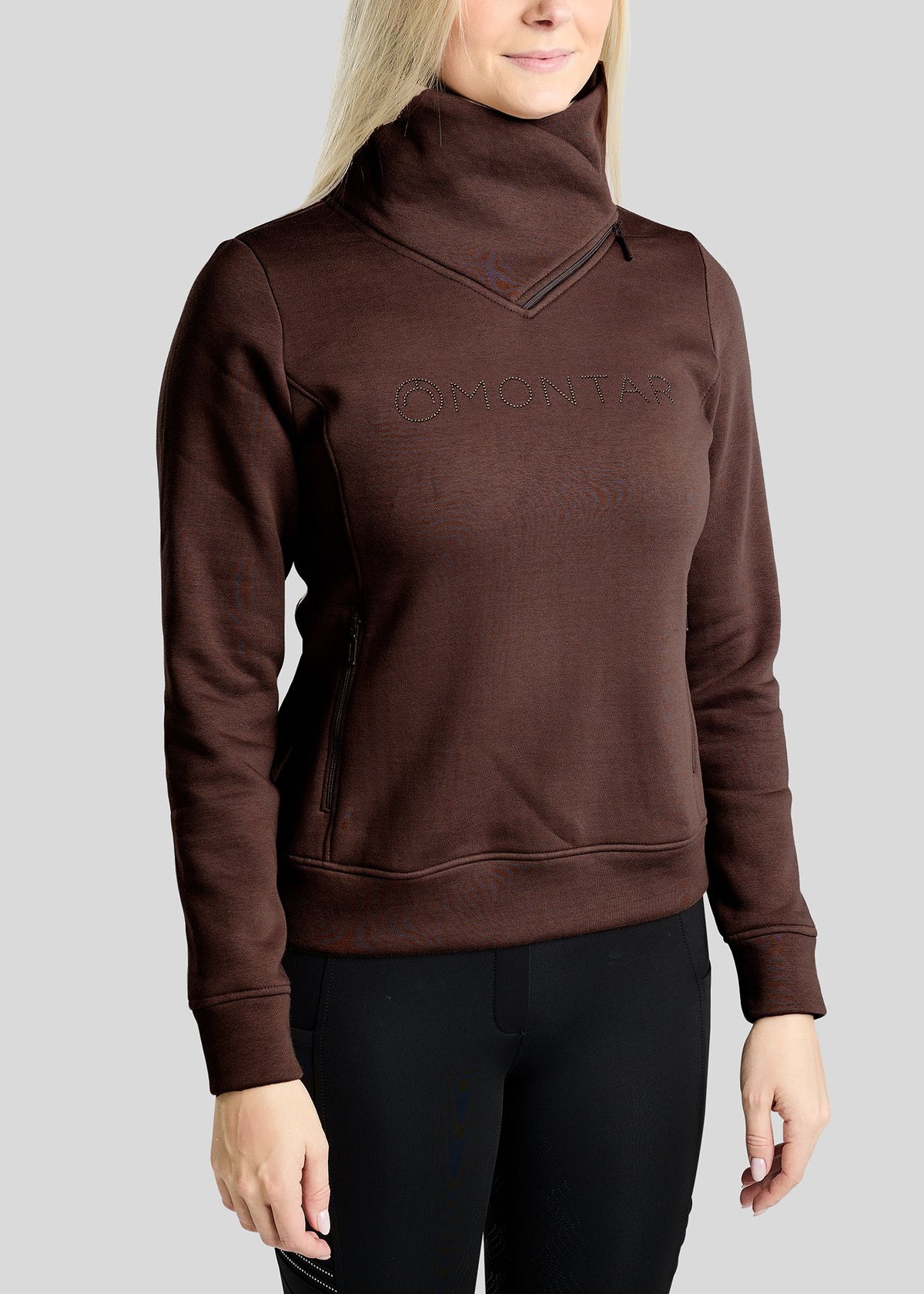 MoNaja Sudadera Montar con Cuello Alto y Cristales Golden Quartz - Black Peony