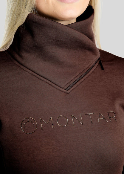 MoNaja Sudadera Montar con Cuello Alto y Cristales Golden Quartz - Black Peony