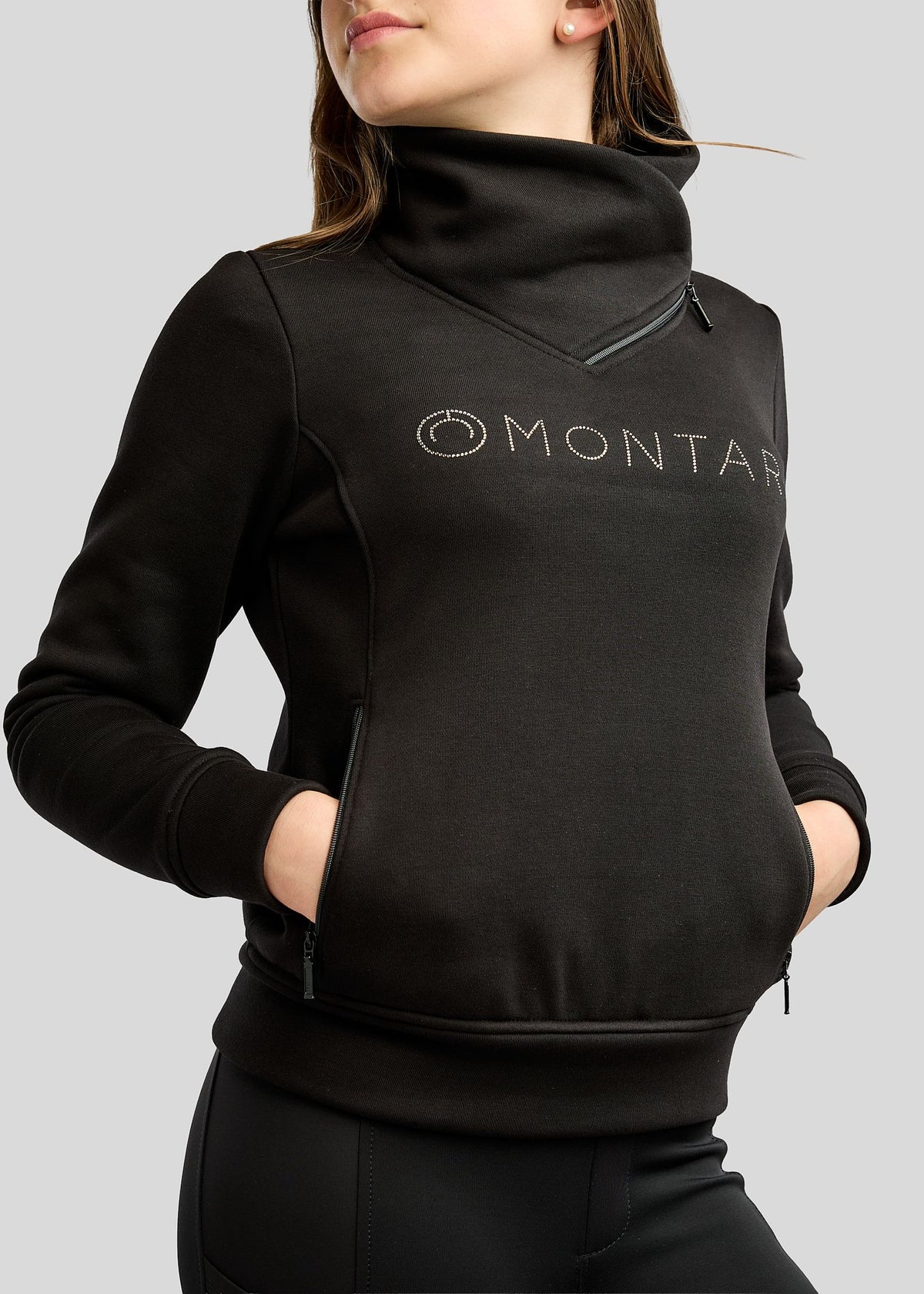MoNaja Junior Sudadera con Cuello Alto y Cristales Golden Quartz - Negro