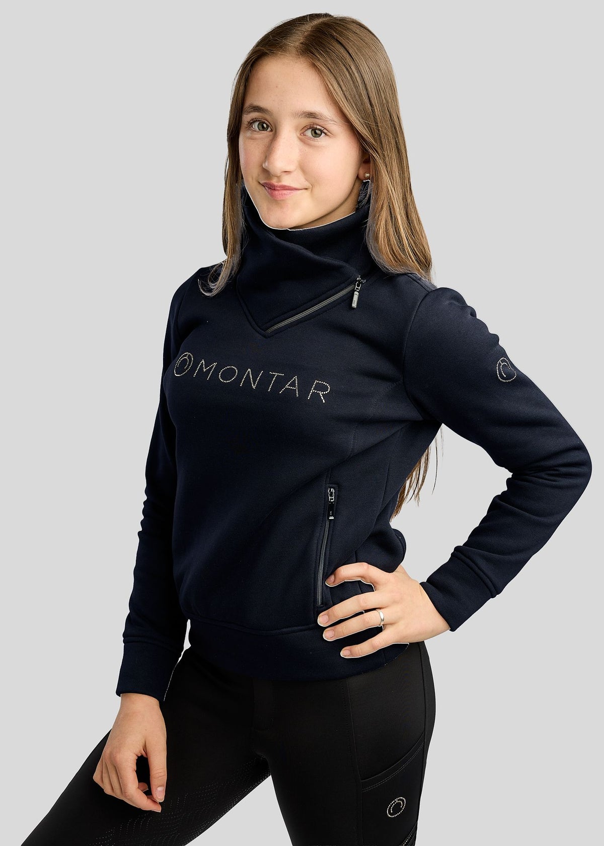 MoNaja Junior Sudadera con Cuello Alto y Cristales Golden Quartz - Navy