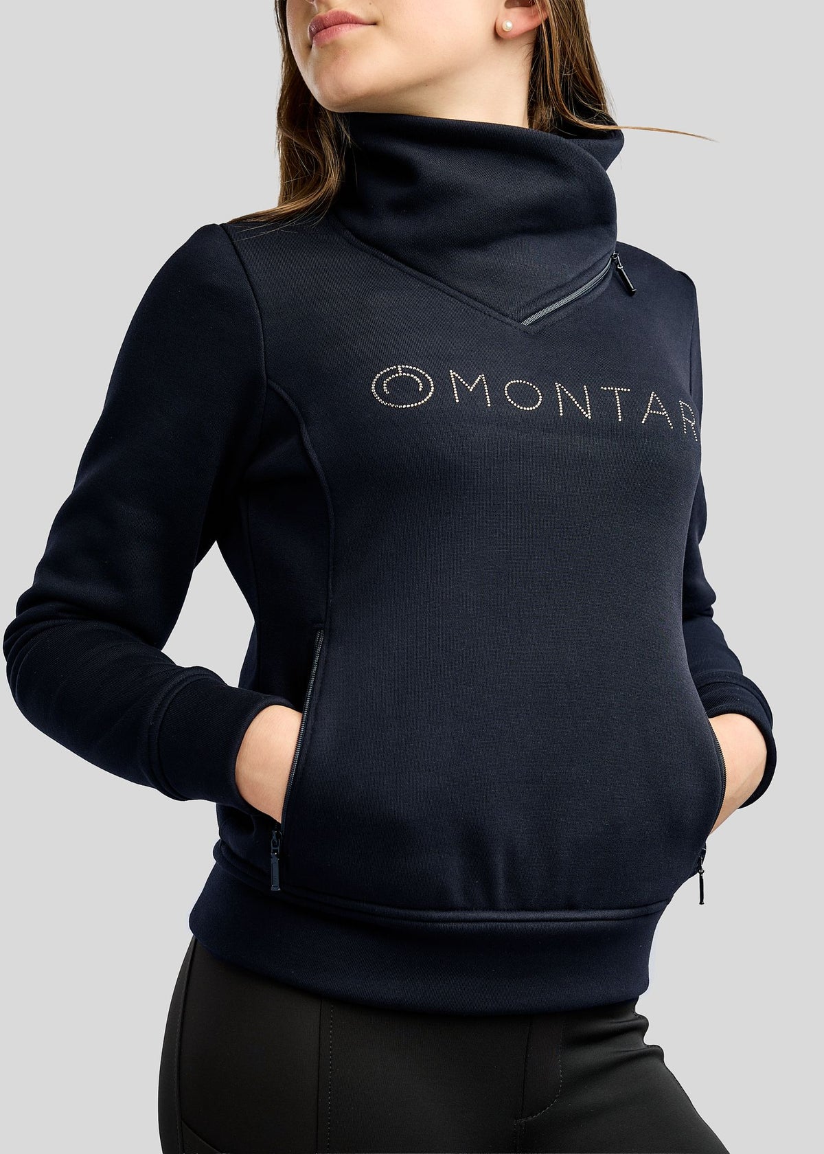 MoNaja Junior Sudadera con Cuello Alto y Cristales Golden Quartz - Navy