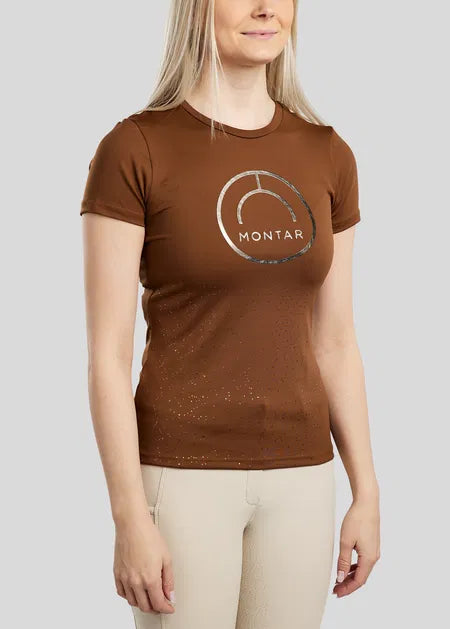 MoSille camiseta con Gun Metal Logo Print - Toffee