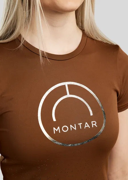 MoSille camiseta con Gun Metal Logo Print - Toffee