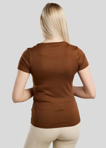 MoSille camiseta con Gun Metal Logo Print - Toffee