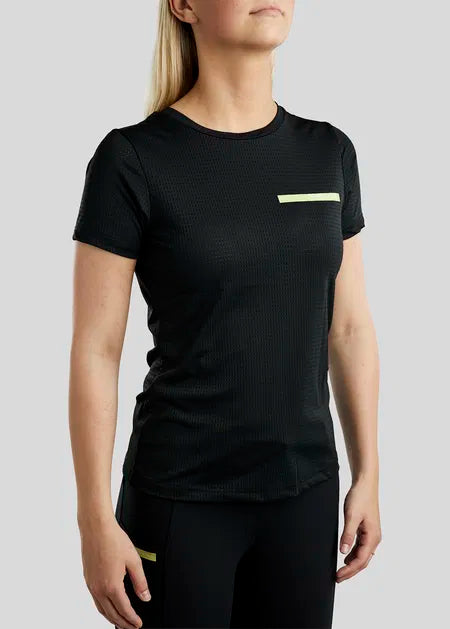 MoStella camiseta Mesh Tee con Contrast Stated Logo - Negro