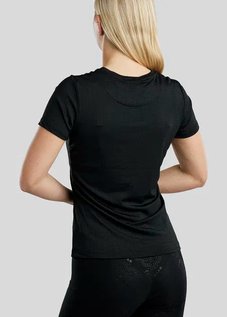 MoStella camiseta Mesh Tee con Contrast Stated Logo - Negro