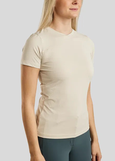 MoWendy T-Shirt with Lasercut Logo - Warm Light Gray