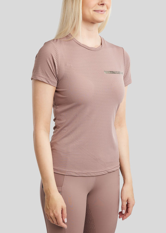 MoTilley Camiseta laser cut Ligera, Transpirable y Estilo Deportivo - Blush