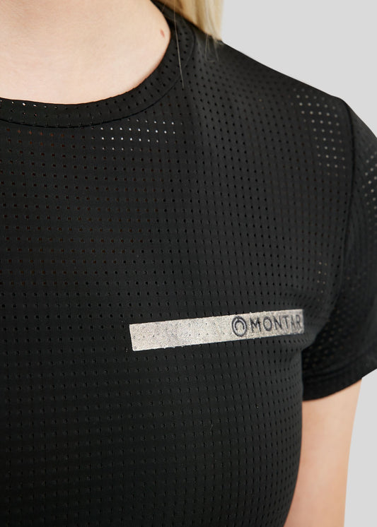 MoTilley Camiseta laser cut Ligera, Transpirable y Estilo Deportivo - Negro