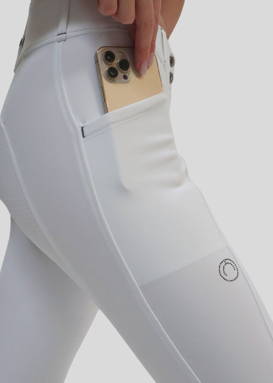 MoZida REFINED pantalones con Gun Metal Crystals FG - Blanco