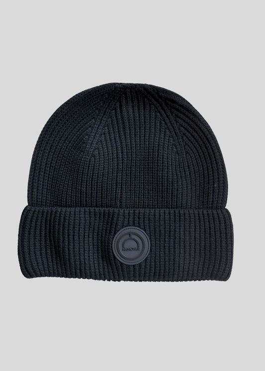 Navy Knitted Wool Hat With Logo Badge